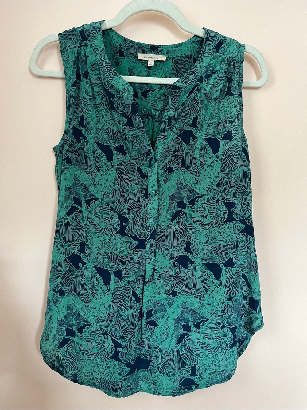 41 HAWTHORN 100% Silk Sleeveless Button Front Floral Blouse XS
